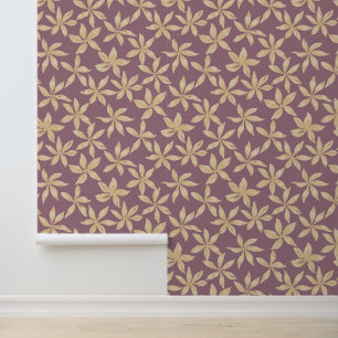 Papier Peint Fleurs d'or sur arrière - plan mauve
