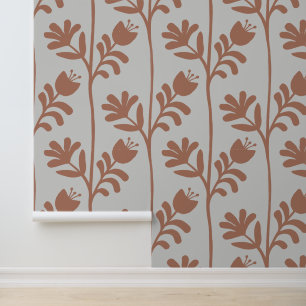 Papier Peint Fleurs en mousse de moka silhouette florale XL en