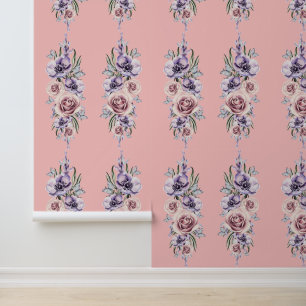 Papier Peint Fleurs et papillons Conception rétro Vintage