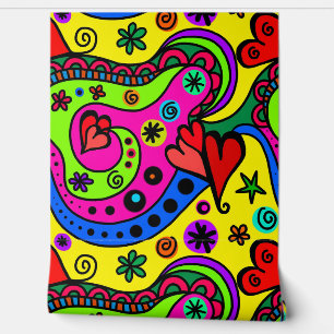 Papier Peint FLEURS HIPPIE RETRO sans soudure