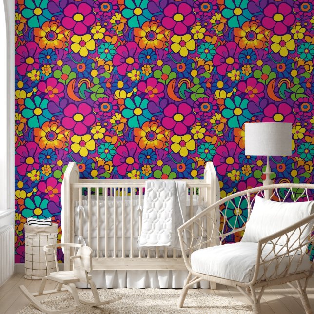 Papier Peint Fleurs mode hippie 5 (Enfants)
