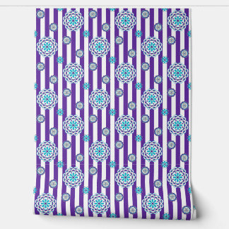 Papier Peint Fleurs moisissures violettes et turquoise sur band