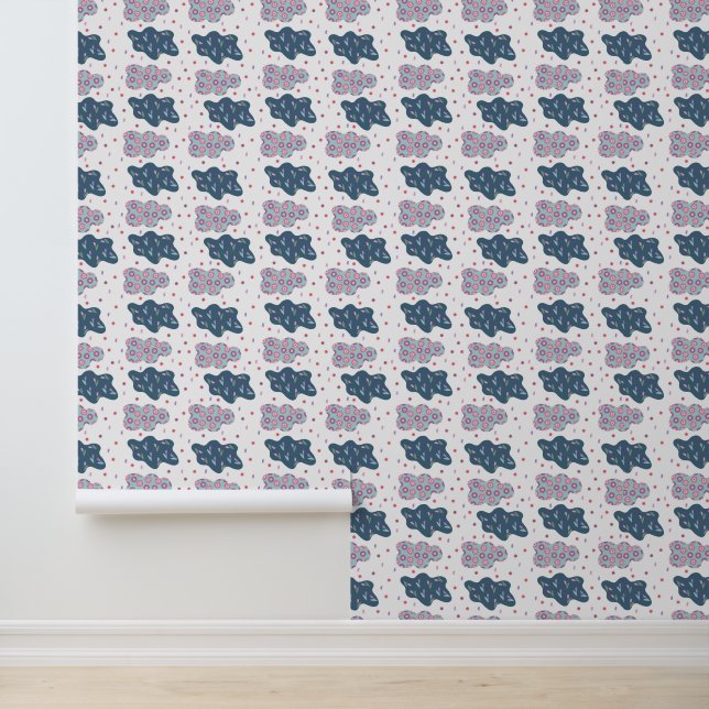 Papier Peint fleurs nuages motif (Application)