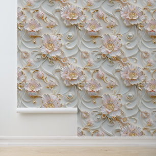 Papier Peint Fleurs roses de luxe