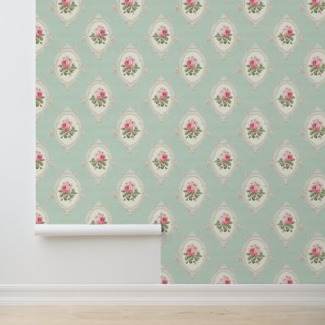 Papier Peint Fleurs roses et vertes (Application)