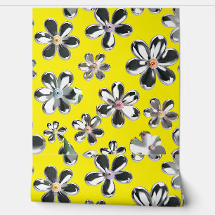 Papier Peint Fleurs sauvages argentées