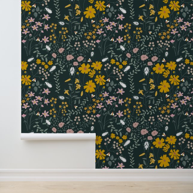 Papier Peint Fleurs sauvages bohémiens de la moutarde (Application)