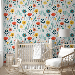 Papier Peint Fleurs sauvages Motif coloré