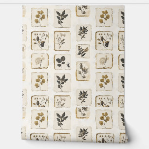 Papier Peint Fleurs sauvages séchées et pressées botanique herb
