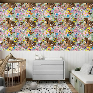 Papier Peint Fleurs sauvages vert pâle