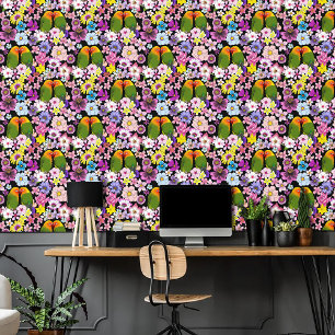 Papier Peint Fleurs tropicales Inséparables