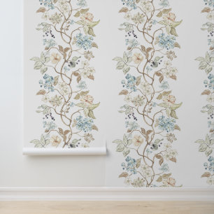 Papier Peint Fleurs vintage, feuilles et baies sur des branches