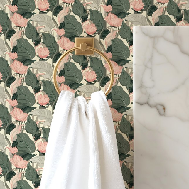 Papier Peint Fleurs vintage rose et vert (Créateur téléchargé)