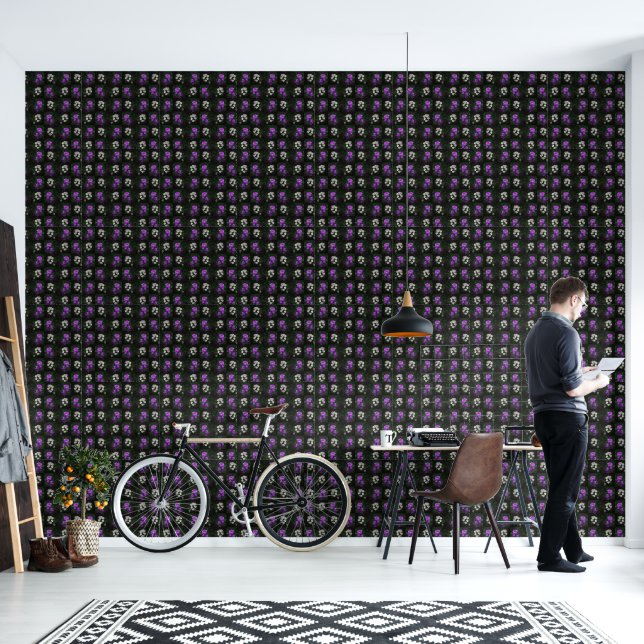 Papier Peint Fleurs violettes et blanches (Salon)