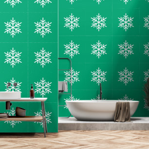 Papier Peint Flocon de neige blanc festif raffiné sur fond bleu