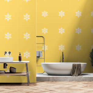 Papier Peint Flocons nordiques élégants sur fond jaune doré dou