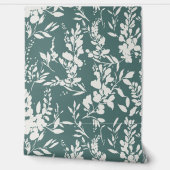 Papier peint Flora sarcelle et blanc  (Déroulement)