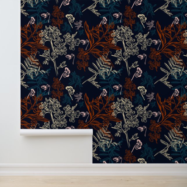 Papier Peint Floral Beau Motif (Application)