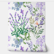 Papier Peint Floral Botanique Bleu Violet