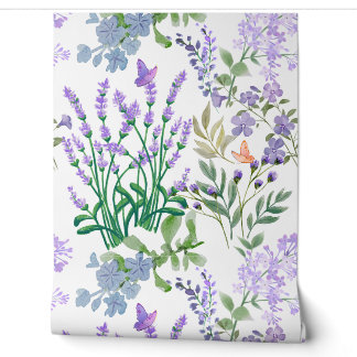Papier Peint Floral Botanique Bleu Violet