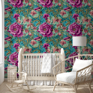 Papier Peint Floral Byzantin country cottage fleurs murale