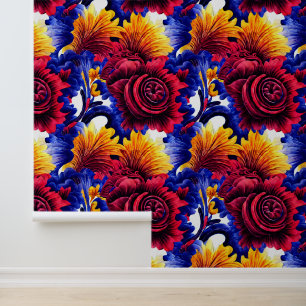 Papier Peint Floral Byzantin régal de grandes fleurs rose motif
