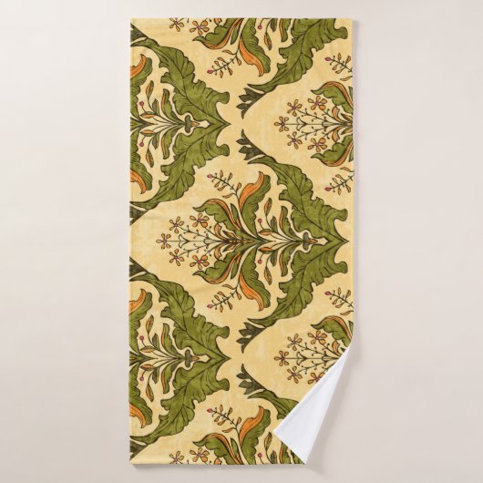 Papier peint floral classique : damassé stylisé. (Serviette de bain)