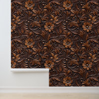 Floral en cuir Brown Faux