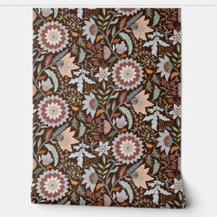 Papier Peint Floral indien Moody Boho avec arrière - plan marro