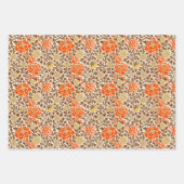 Papier peint floral jacobéen, bleu, vert et orange (Devant 3)