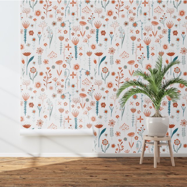 Papier Peint Floral scandinave (Scandinavian flower art wallpaper)