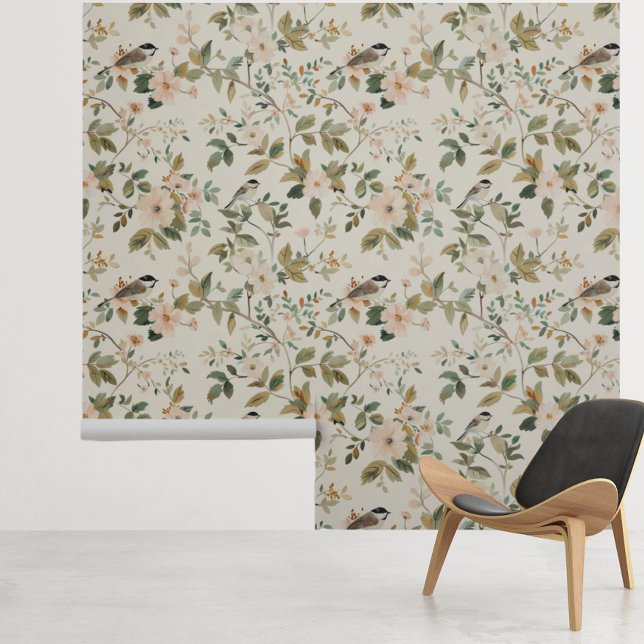 Papier Peint Floral Song Bird Light Joli Motif (Créateur téléchargé)
