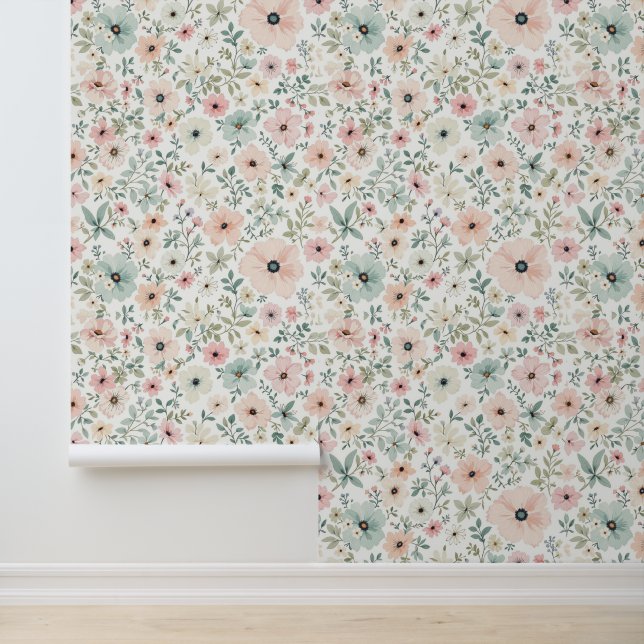 Papier Peint Floral Vintage Douce (Application)