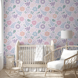 Papier Peint Floral whimsical mignon enfants couleur pastel