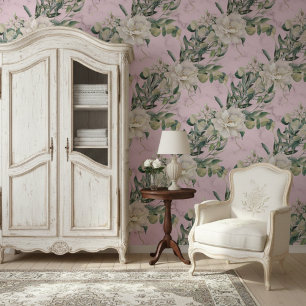 Papier Peint Florales Luxuriantes Et Élégante Motif En Marbre R