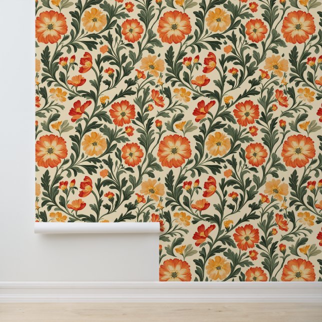 Papier Peint Florales Ornées Chaudes (Application)