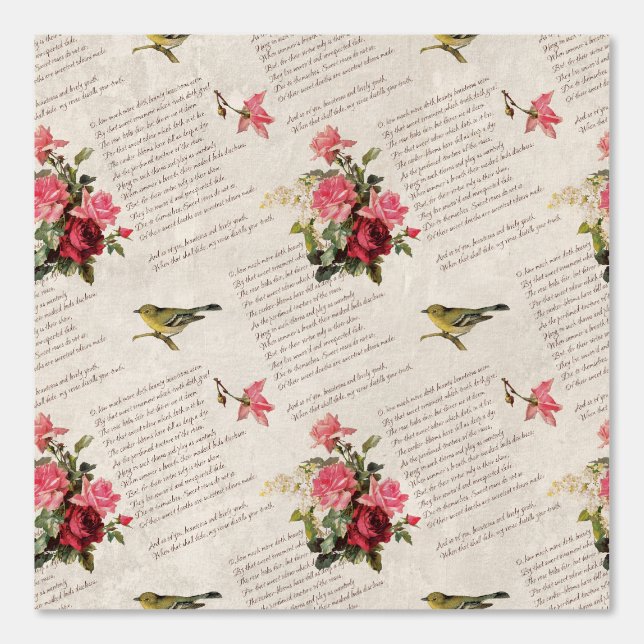 Papier Peint Flore classique | Poème de beauté | Oiseaux élégan (Recto)