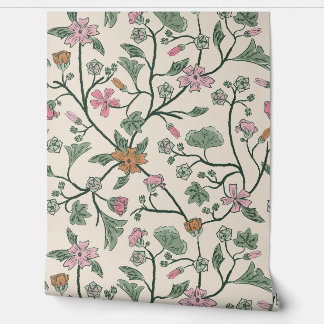Papier Peint Flore - Mallow - Malva - Sage Green et