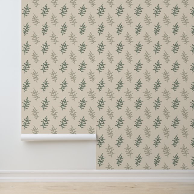 Papier Peint Flore vert Sage (Application)
