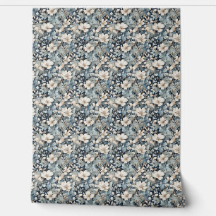 Papier Peint Flore vintage dans les tons bleu
