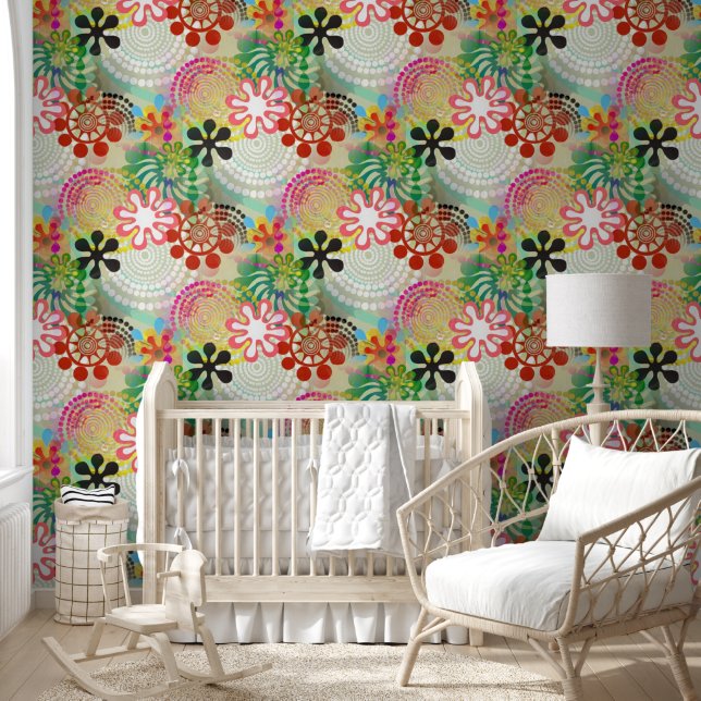 Papier Peint Flower Power Blossoms sans faille motif 20 (Enfants)