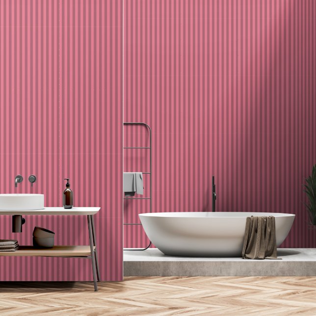 Papier Peint Foncé Indien Rose Dusty Plum Stripes (Salle de bain)