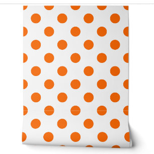 Papier Peint Fond blanc pois orange