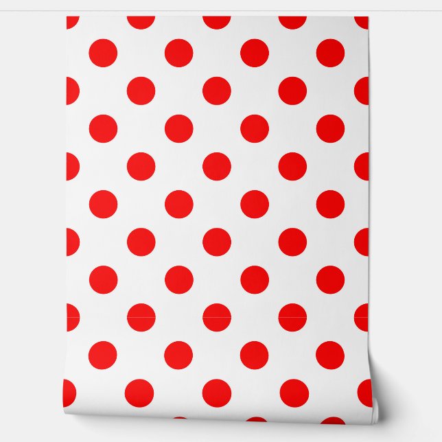 Papier Peint Fond blanc pois rouges (Déroulement)