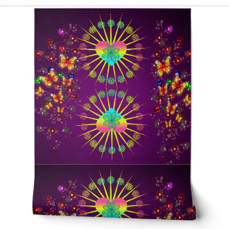 Papier Peint Fond d'écran Cœur & Papillon Violet Lumineux | Psy