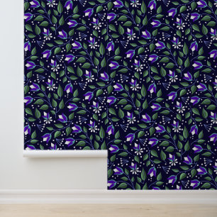 Papier Peint Fond d'écran floral en marine et violet