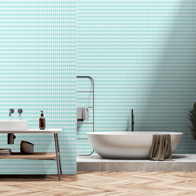 Papier Peint Fond d'écran géométrique Turquoise (Salle de bain)