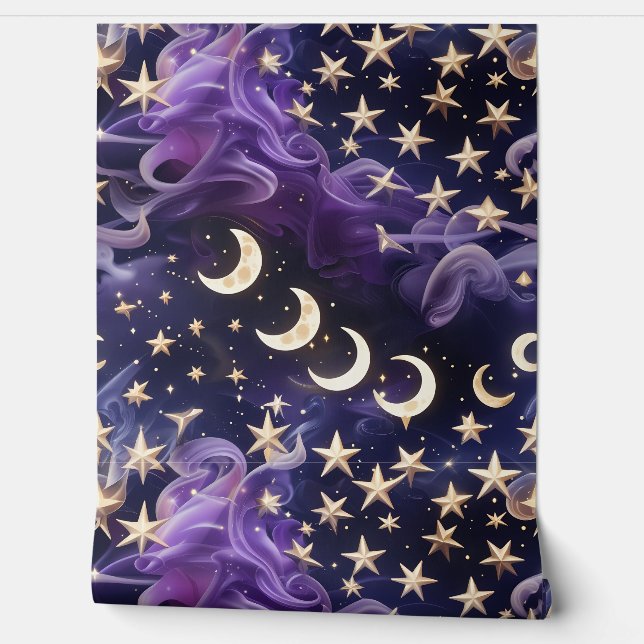 Papier Peint Fond d'écran - Lune céleste Améthyste Royale Luxe (Déroulement)