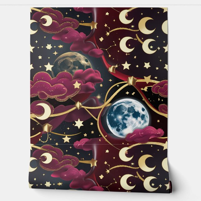 Papier Peint Fond d'écran - Lune céleste rouge (Déroulement)