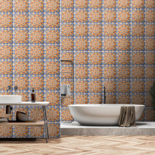 Papier Peint Fond d'écran motif en carreaux orange et bleu 2' x